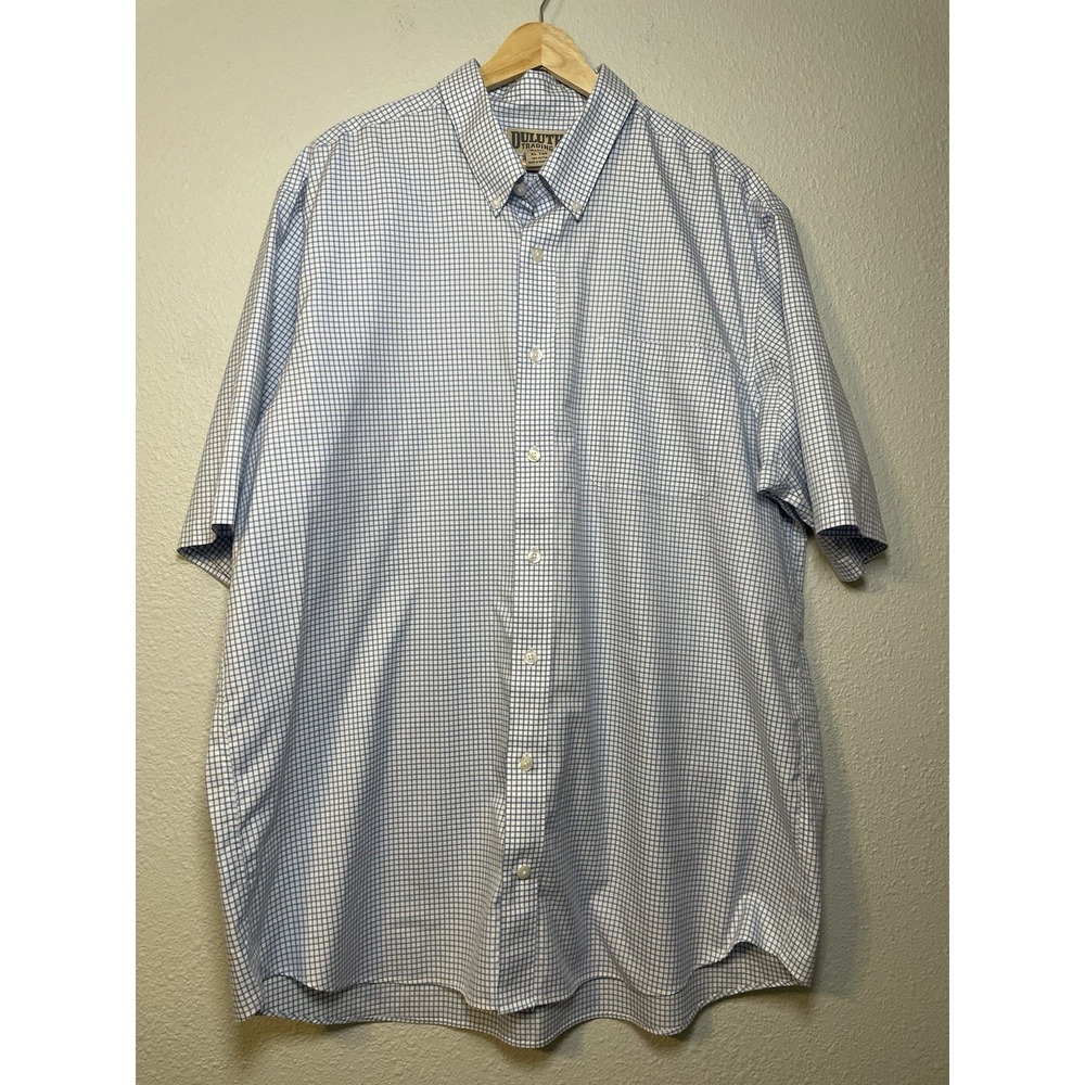 Duluth Trading Co Shirt Mens XL Tall Blue Plaid Button Front‎ Short Sleeve